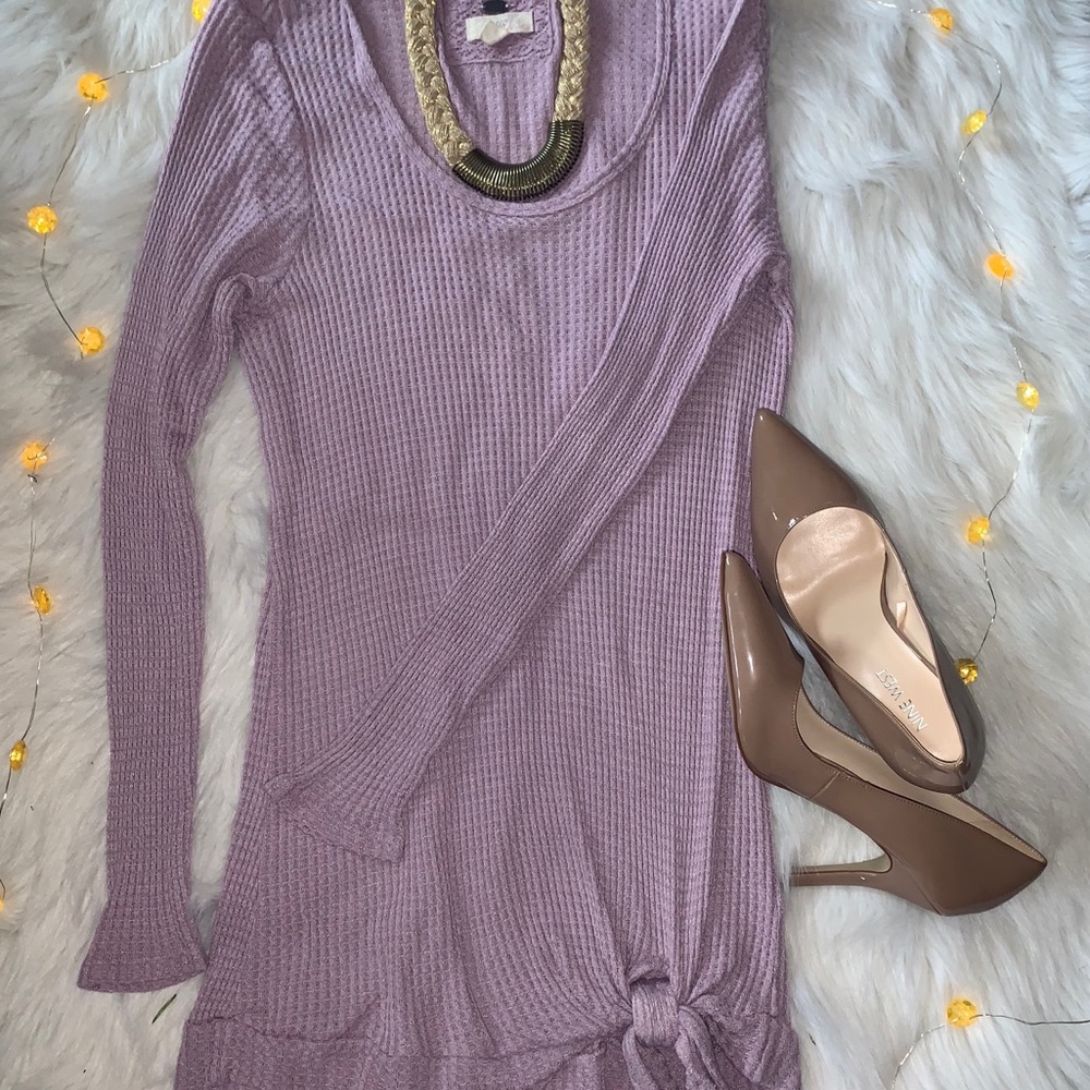NWOT Lavender Thermal Tie Textured Sweater